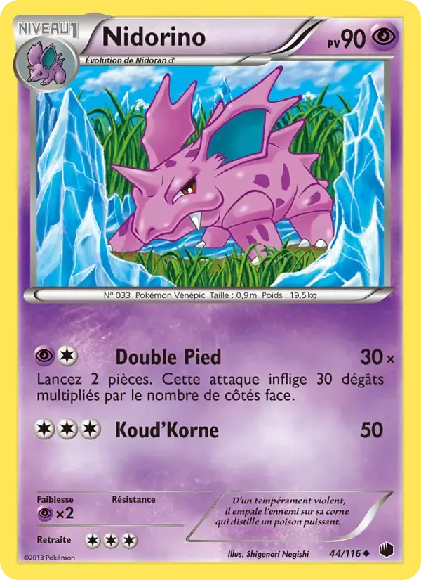 Carte Pokémon Nidorino #44 — Glaciation Plasma