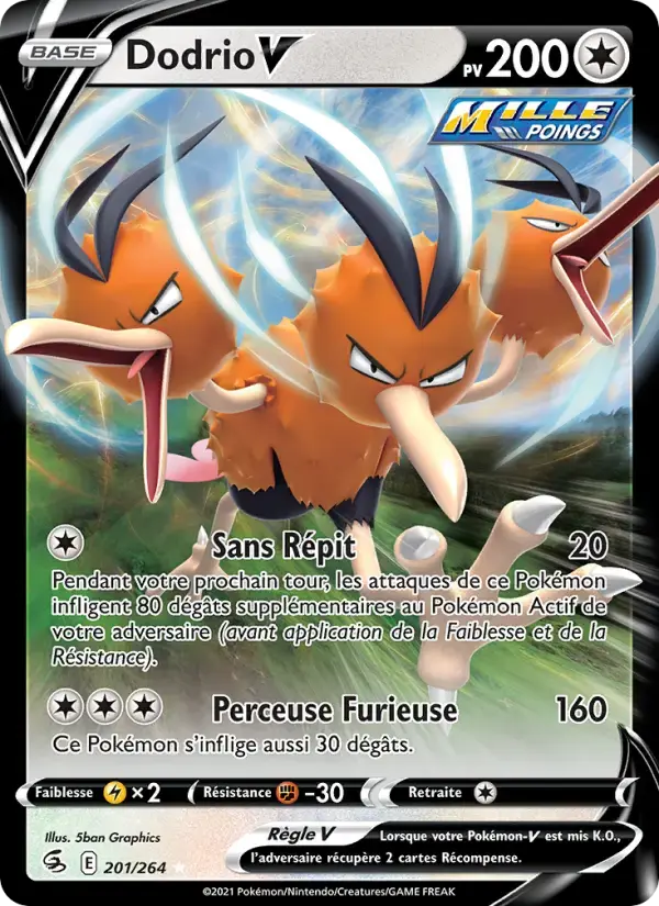 Carte Pokémon Dodrio V #201 — Poing de Fusion
