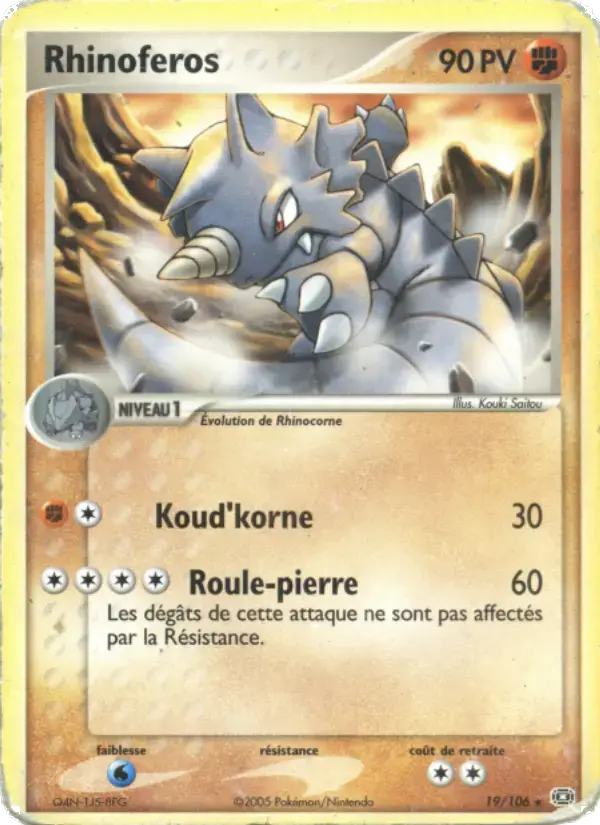 Carte Pokémon Rhinoferos #19 — Émeraude