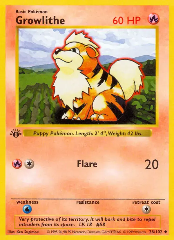 Growlithe #28 — Base Set