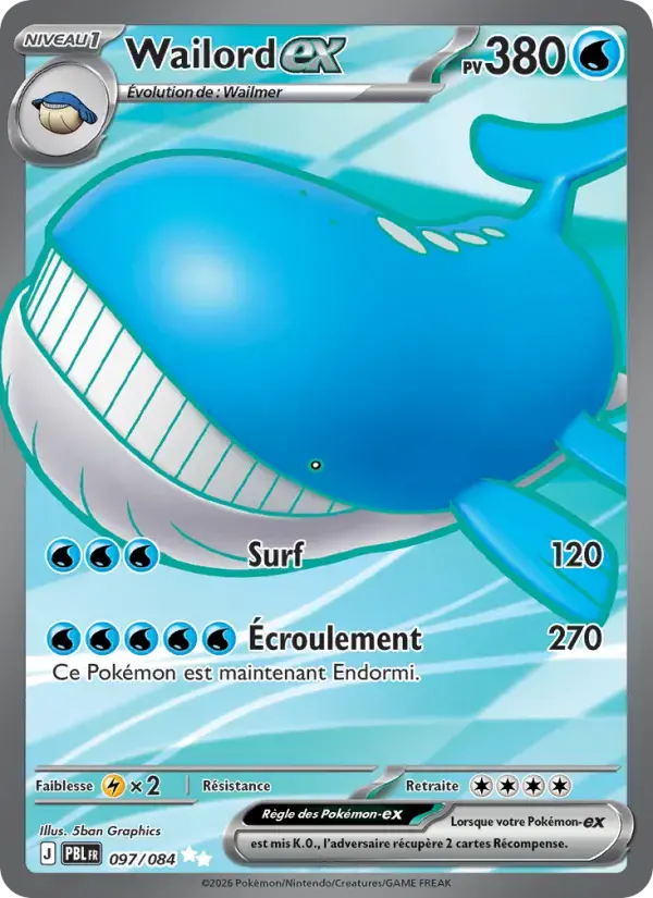 Carte Pokémon Wailord-ex #097 — Nuit Noire