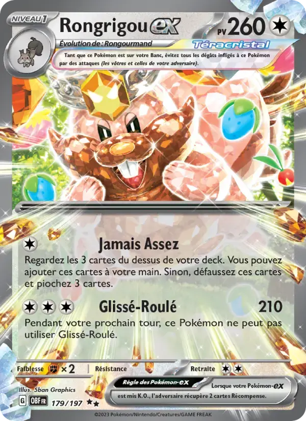 Carte Pokémon Rongrigou-ex #179 — Flammes Obsidiennes