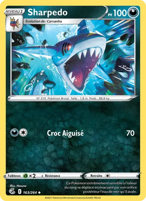 Carte Pokémon Sharpedo #163 — Poing de Fusion