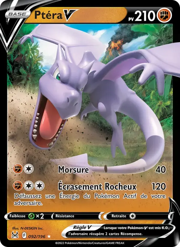Carte Pokémon Ptéra V #092 — Origine Perdue