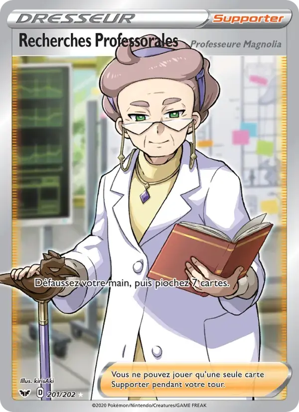 Carte Pokémon Recherches Professorales (Professeure Magnolia) #201 — Épée et Bouclier