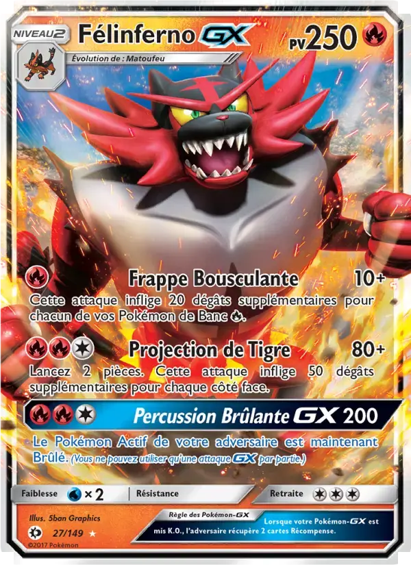 Carte Pokémon Félinferno GX #27 — Soleil et Lune