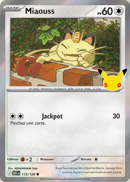 Carte Pokémon Miaouss #113 — 30ᵉ Anniversaire