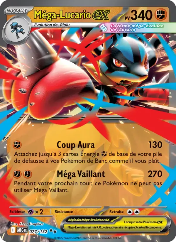 Carte Pokémon Méga-Lucario-ex #077 — Méga-Évolution