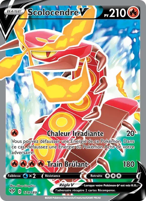 Carte Pokémon Scolocendre V #179 — Ténèbres Embrasées