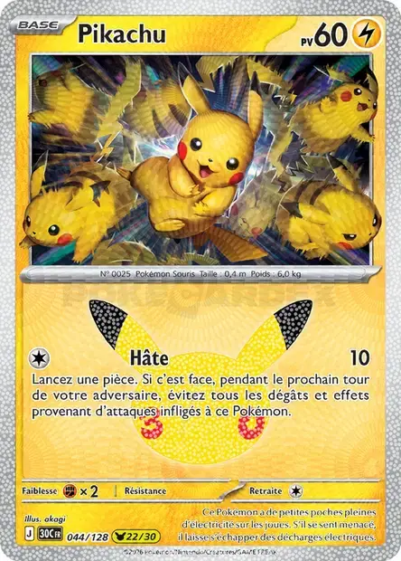 Carte Pokémon Pikachu #044 — 30ᵉ Anniversaire