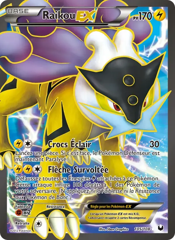 Carte Pokémon Raikou-EX #105 — Explorateurs Obscurs