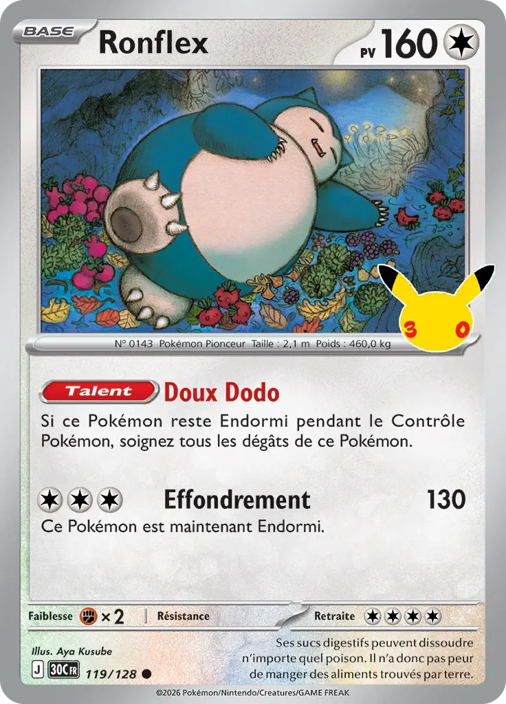 Carte Pokémon Ronflex #119 — 30ᵉ Anniversaire
