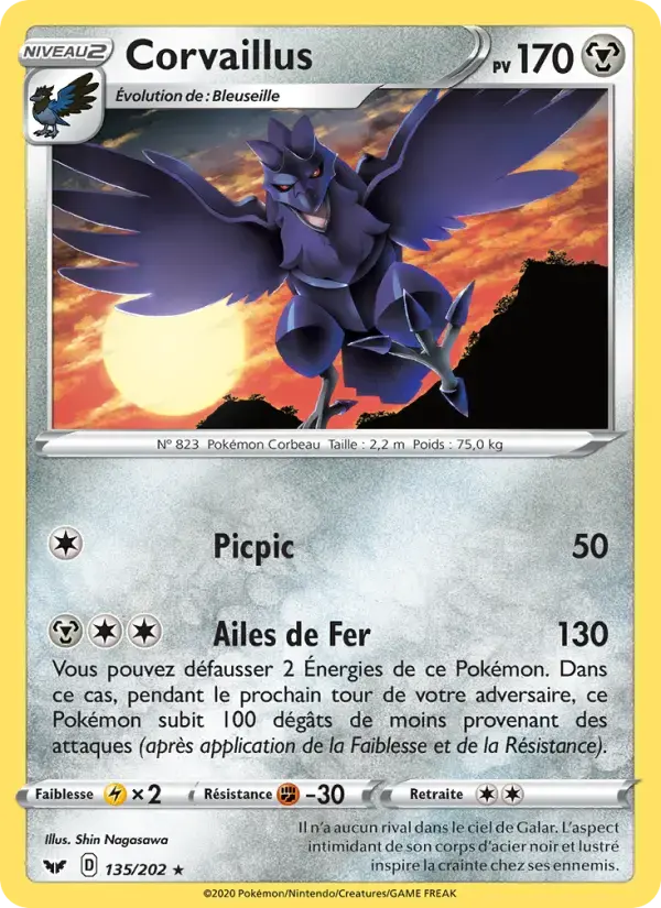 Carte Pokémon Corvaillus #135 — Épée et Bouclier