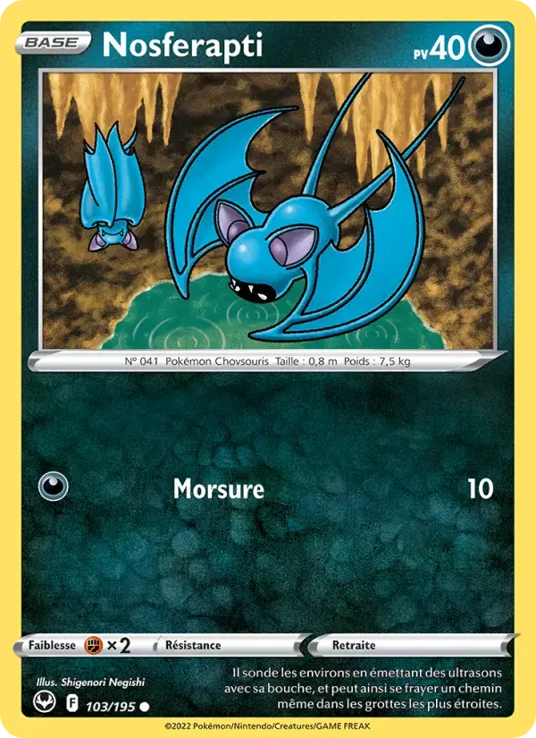 Carte Pokémon Nosferapti #103 — Tempête Argentée