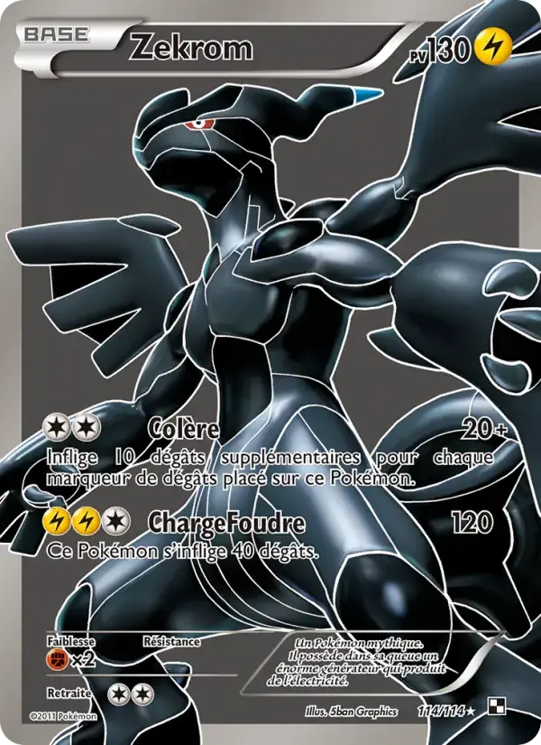 Carte Pokémon Zekrom #114 — Noir et Blanc
