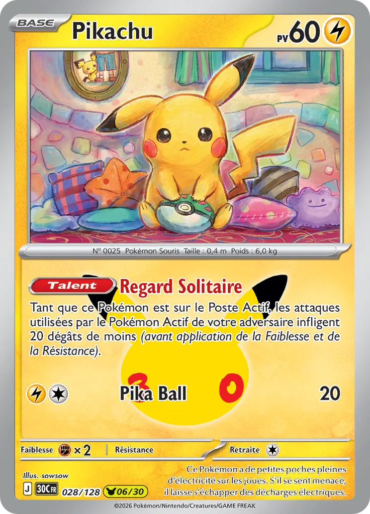 Carte Pokémon Pikachu #028 — 30ᵉ Anniversaire
