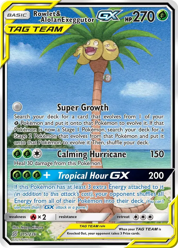 Rowlet & Alolan Exeggutor GX #215 — Unified Minds