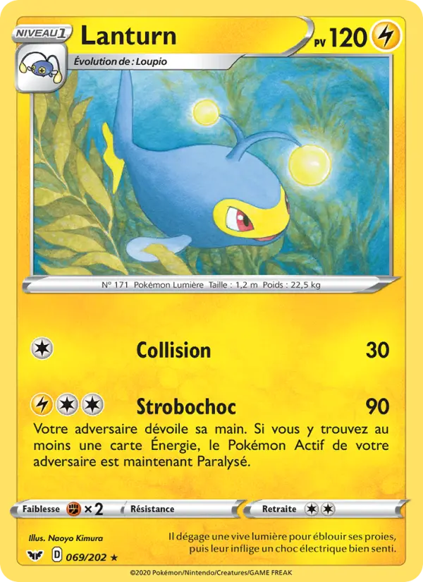 Carte Pokémon Lanturn #69 — Épée et Bouclier