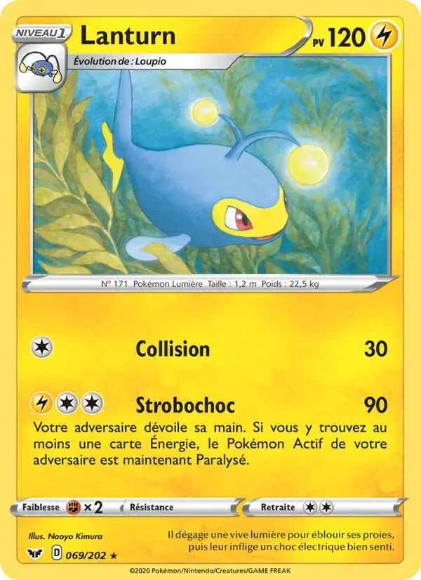 Carte Pokémon Lanturn #69 — Épée et Bouclier