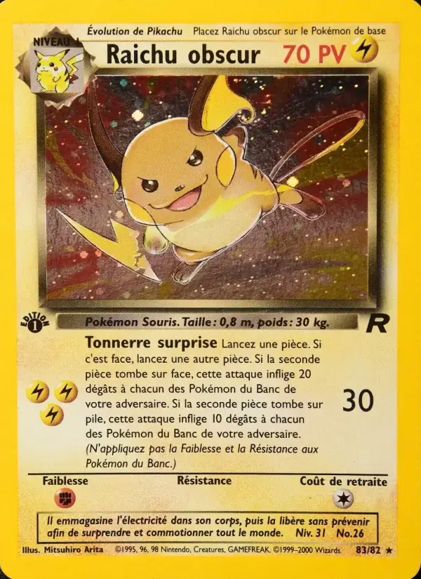 Carte Pokémon Raichu obscur #83 — Team Rocket