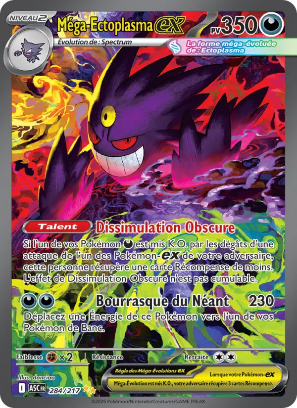 Carte Pokémon Méga-Ectoplasma-ex #284 — Héros Transcendants