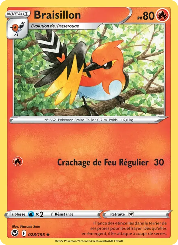 Carte Pokémon Braisillon #028 — Tempête Argentée