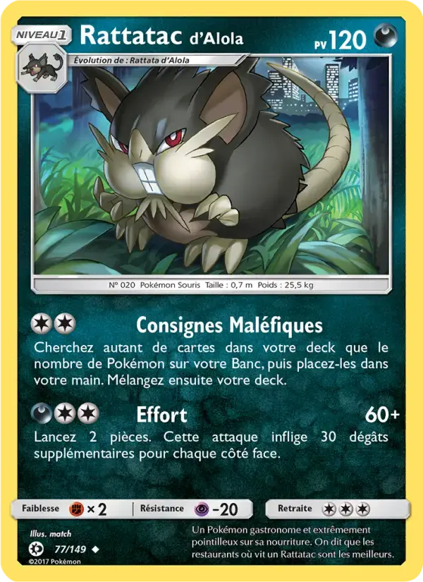 Carte Pokémon Rattatac d’Alola #77 — Soleil et Lune