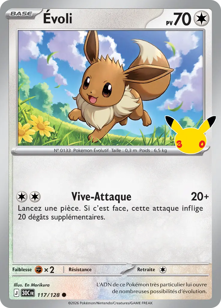 Carte Pokémon Évoli #117 — 30ᵉ Anniversaire
