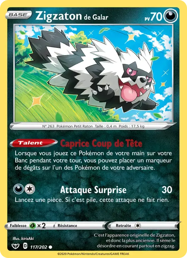 Carte Pokémon Zigzaton de Galar #117 — Épée et Bouclier