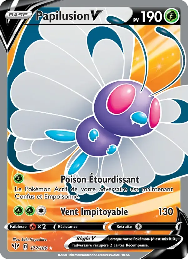Carte Pokémon Papilusion V #177 — Ténèbres Embrasées