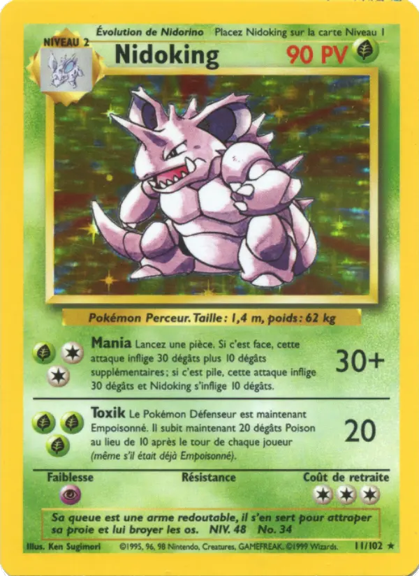 Carte Pokémon Nidoking #11 — Set de Base