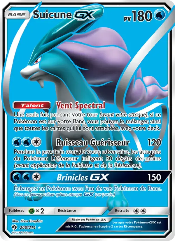 Carte Pokémon Suicune GX #200 — Tonnerre Perdu