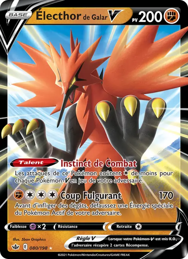 Carte Pokémon Électhor de Galar V #80 — Règne de Glace