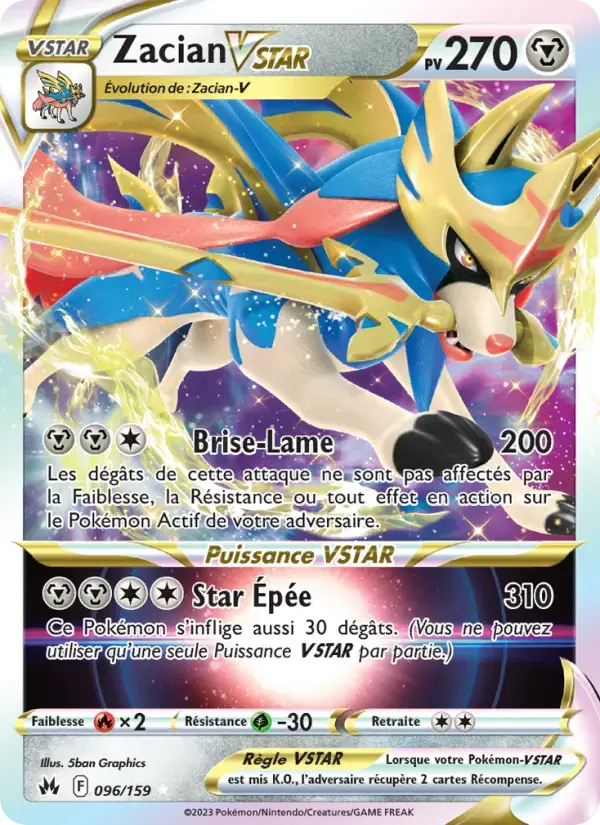 Carte Pokémon Zacian VSTAR #096 — Zénith Suprême