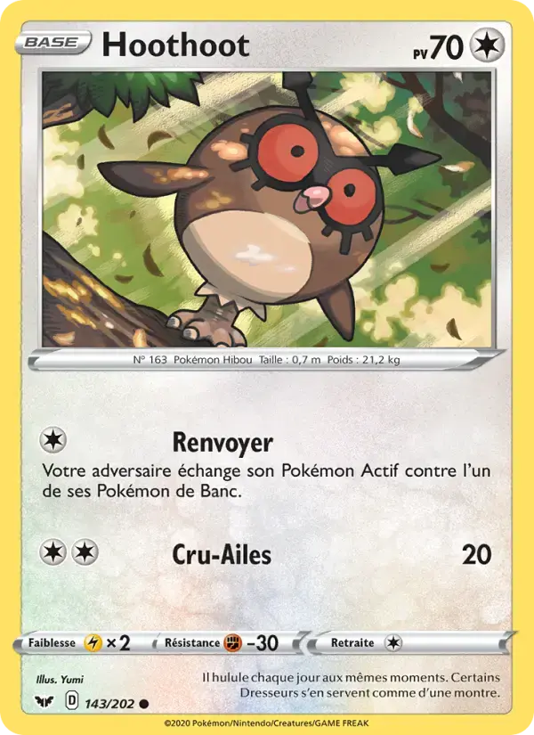 Carte Pokémon Hoothoot #143 — Épée et Bouclier