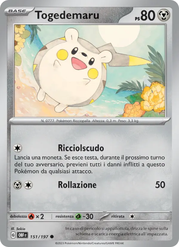 Carte Pokémon Togedemaru #151 — Flammes Obsidiennes