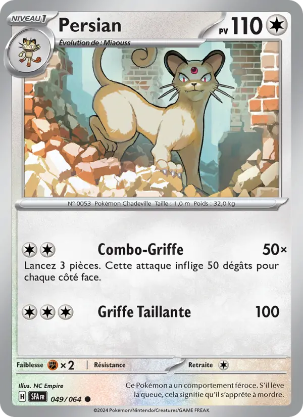 Carte Pokémon Persian #049 — Fable Nébuleuse