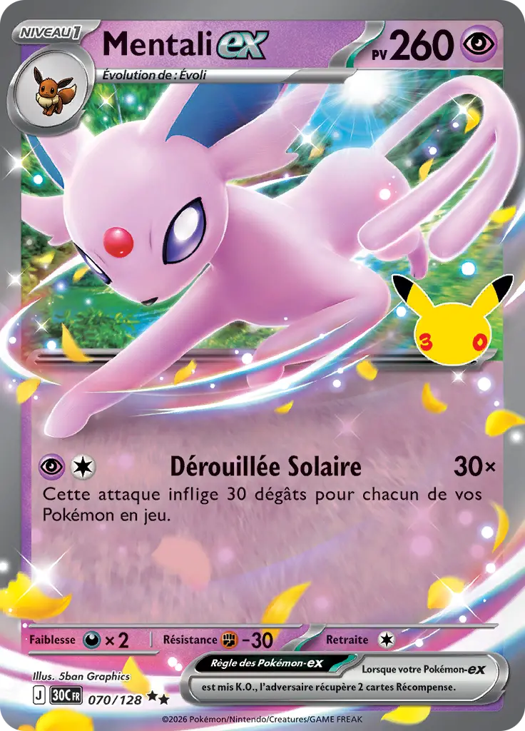 Carte Pokémon Mentali-ex #070 — 30ᵉ Anniversaire
