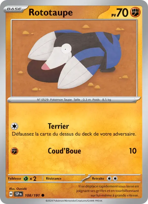 Carte Pokémon Rototaupe #108 — Étincelles Déferlantes