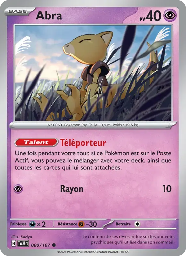 Carte Pokémon Abra #080 — Mascarade Crépusculaire