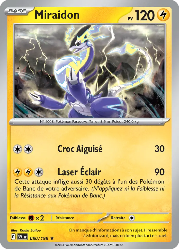 Carte Pokémon Miraidon #080 Non Holo — Écarlate et Violet