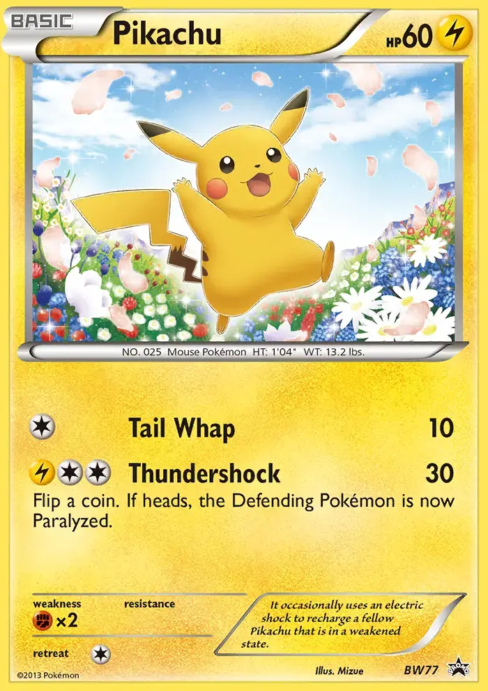 Carte Pokémon Pikachu #BW77 — Promos Noir et Blanc
