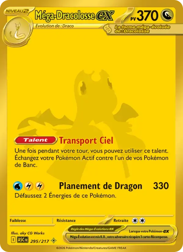 Carte Pokémon Méga-Dracolosse-ex #295 — Héros Transcendants