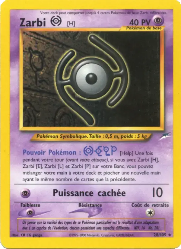 Carte Pokémon Zarbi H #28 — Neo Destiny