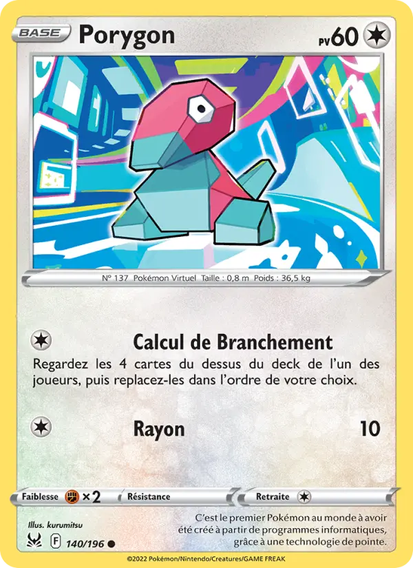 Carte Pokémon Porygon #140 — Origine Perdue