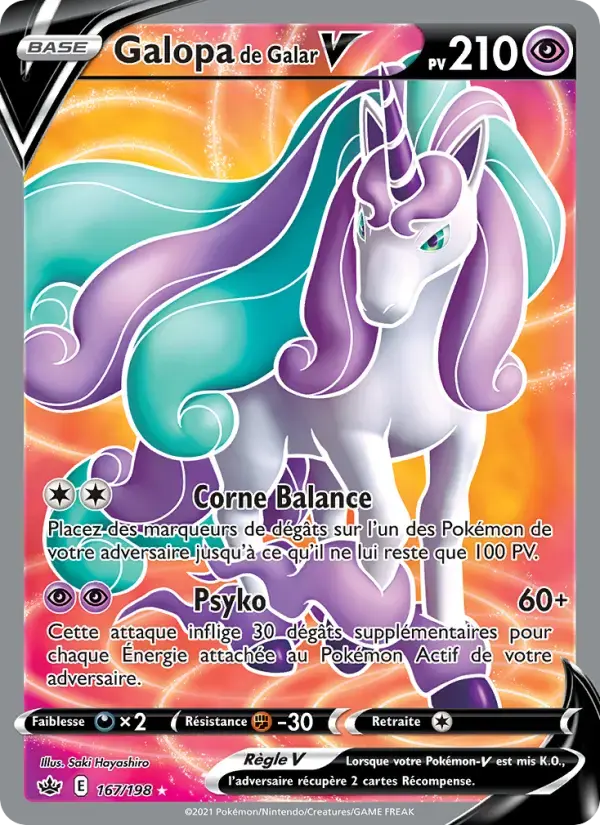 Carte Pokémon Galopa de Galar V #167 — Règne de Glace