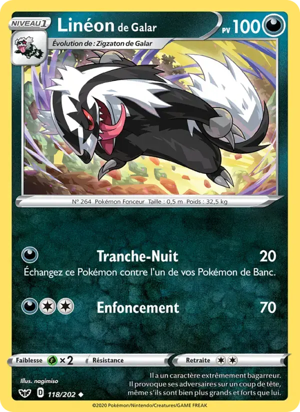 Carte Pokémon Linéon de Galar #118 — Épée et Bouclier
