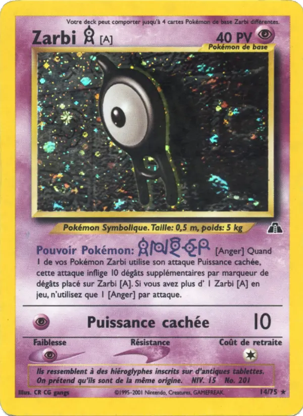 Carte Pokémon Zarbi A #14 — Neo Discovery