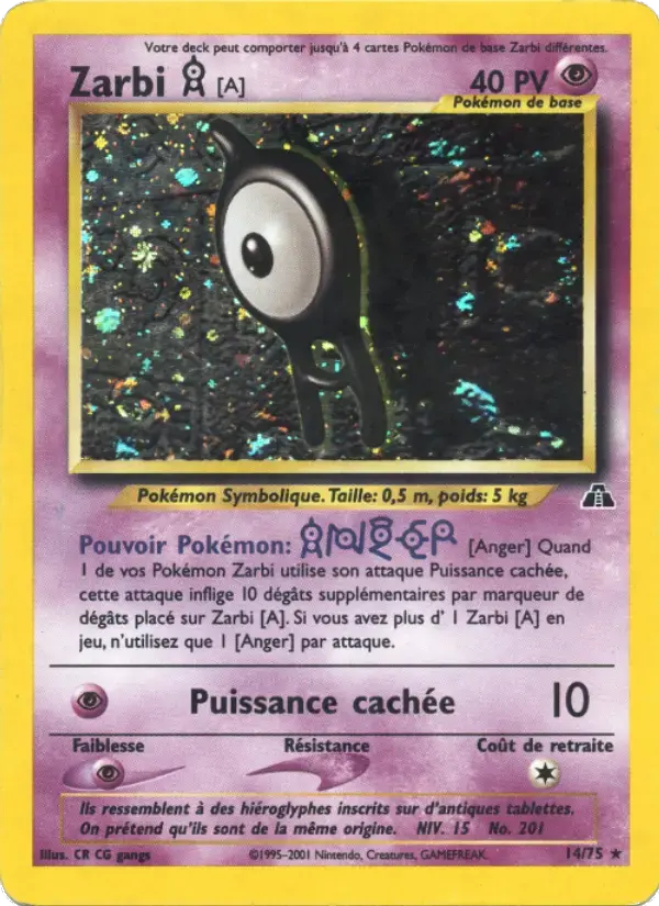 Carte Pokémon Zarbi A #14 — Neo Discovery