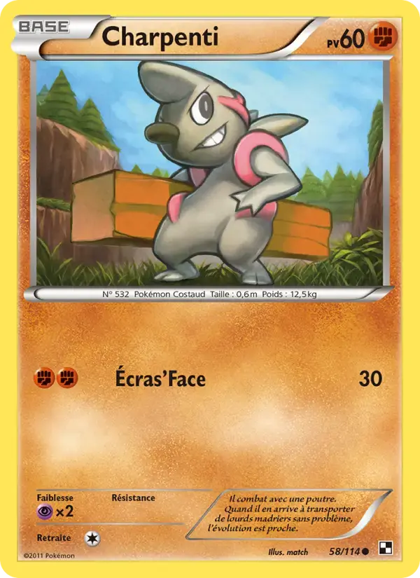 Carte Pokémon Charpenti #58 — Noir et Blanc